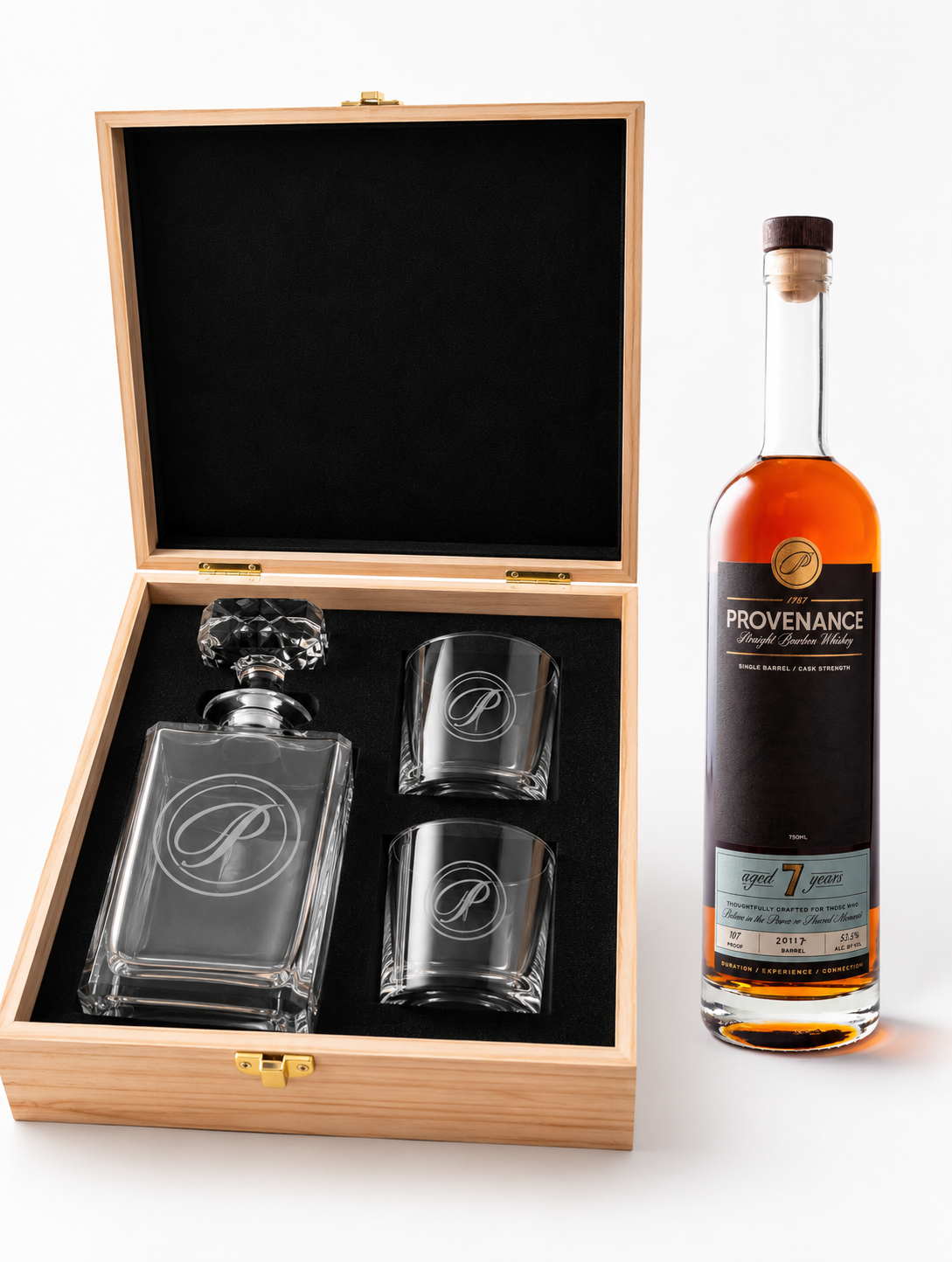 Provenance 7 Year Bourbon Gift Set with Crystal Decanter and Glasses ...